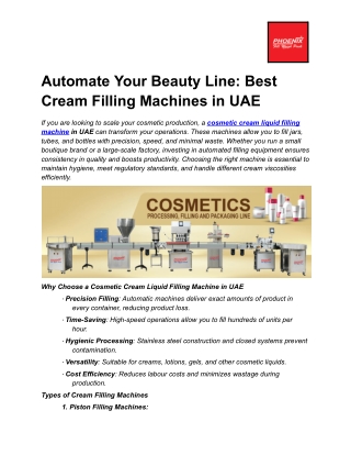 Automate Your Beauty Line: Best Cream Filling Machines in UAE