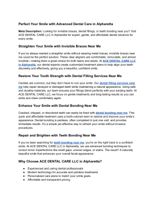 Perfect Your Smile with Advanced Dental Care in Alpharetta