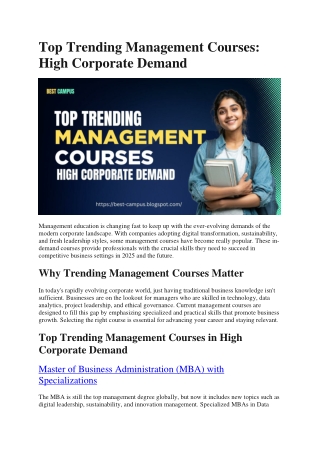 Top Trending Management Courses High Corporate Demand
