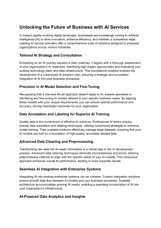 Unlocking the Future of Business with AI Services