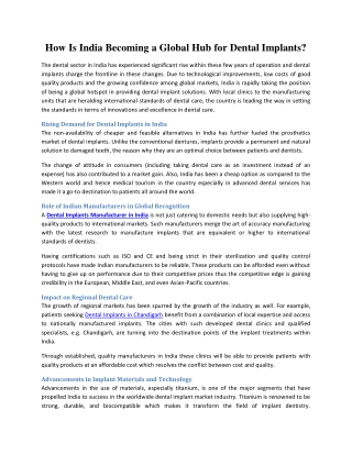 How Is India Becoming a Global Hub for Dental Implants