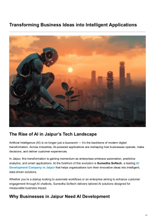 Transforming Business Ideas into Intelligent Applications