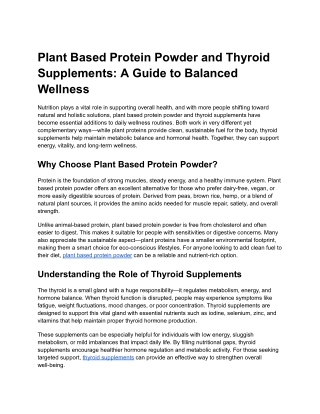 Plant Based Protein Powder and Thyroid Supplements