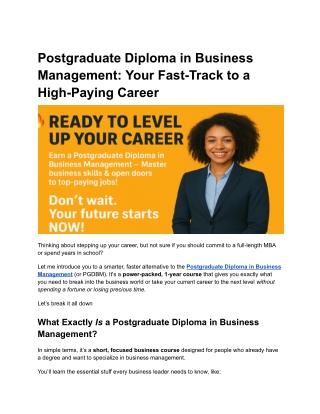 Postgraduate Diploma in Business Management_ Your Fast-Track to a High-Paying Career