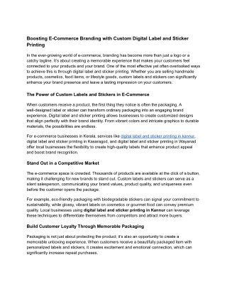 Boosting E-Commerce Branding with Custom Digital Label and Sticker Printing