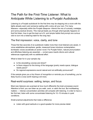 The Path for the First-Time Listener_ What to Anticipate While Listening to a Punjabi Audiobook