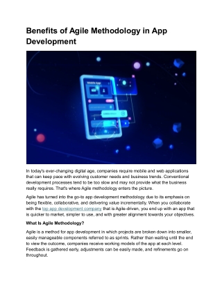 Benefits of Agile Methodology in App Development