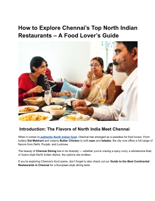 How to Explore Chennai’s Top North Indian Restaurants – A Food Lover’s Guide