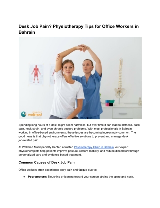 Effective Physiotherapy Tips for Office Workers in Bahrain