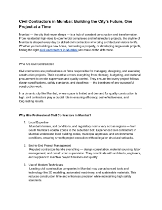 Civil Contractors in Mumbai_ Building the City’s Future, One Project at a Time