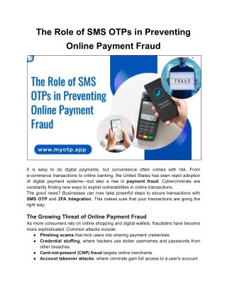The Role of SMS OTPs in Preventing Online Payment Fraud