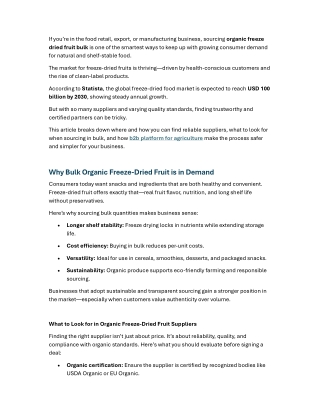 Where to Source Organic Freeze-Dried Fruit in Bulk in 2025