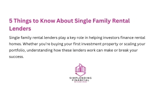 5 Things to Know About Single Family Rental Lenders