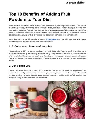 Top 10 Benefits of Adding Fruit Powders to Your Diet