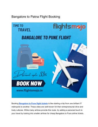 Bangalore to Patna Flight Booking