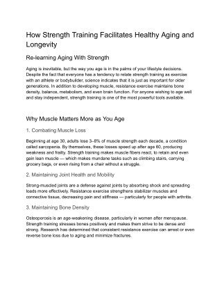 How Strength Training Facilitates Healthy Aging and Longevity