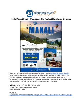 Kullu manali family package