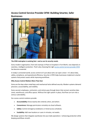 Access Control Service Provider DFW
