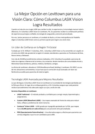 La Mejor Opción en Levittown para una Visión Clara Cómo Columbus LASIK Vision Logra Resultados