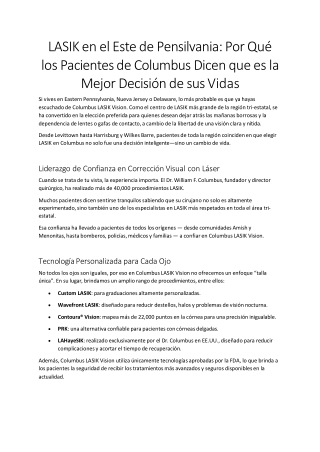 Por Qué los Pacientes de Columbus Dicen que es la Mejor Decisión de sus Vidas