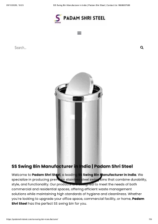 Leading SS Swing Bin Manufacturer in India