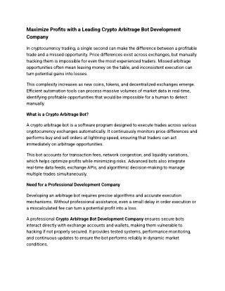 Maximize Profits with a Leading Crypto Arbitrage Bot Development Company