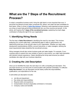 What are the 7 steps of the recruitment process_