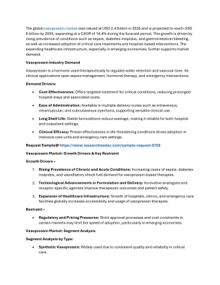 Vasopressin Market Research Report, Demand and Future Trends Till 2035