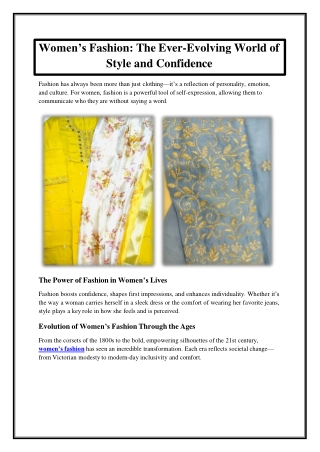 Women’s Fashion The Ever-Evolving World of Style and Confidence