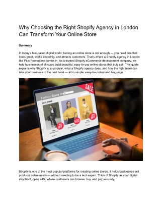 Why Choosing the Right Shopify Agency in London Can Transform Your Online Store