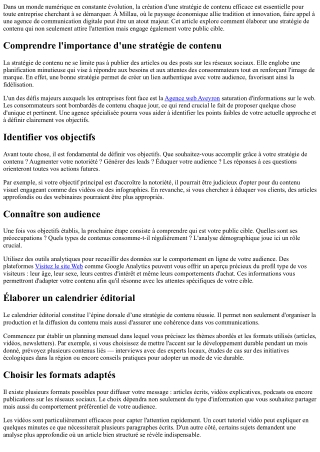 Créer une stratégie de contenu efficace avec une agence à Millau