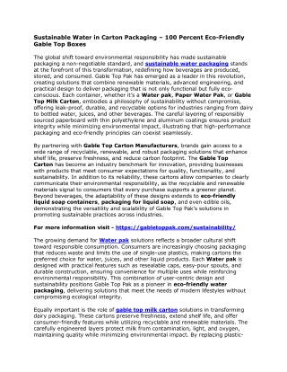 Sustainable Water in Carton Packaging – Eco-Friendly Gable Top Boxes