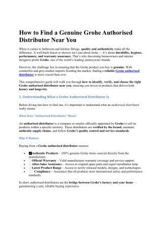 Grohe authorised distributor 4 oct