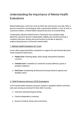 Understanding the Importance of Mental Health Evaluations