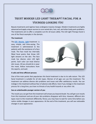 Trust Modern LED Light Therapy Facial for a Younger-Looking You