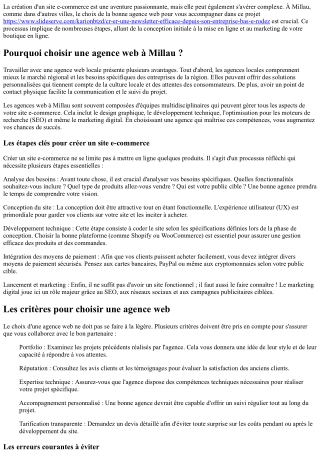 Créer un Site E-commerce avec une Agence Web à Millau