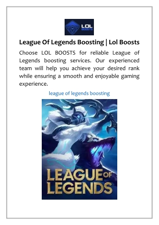 League Of Legends Boosting | Lol Boosts