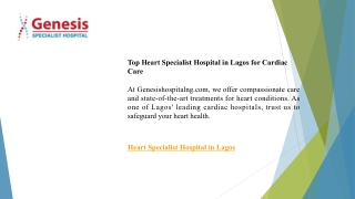 Top Heart Specialist Hospital in Lagos for Cardiac Care
