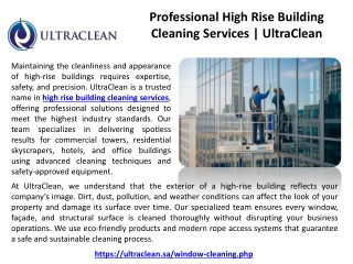 Professional High Rise Building Cleaning Services  UltraClean