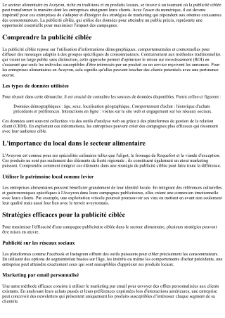 Focus sur la publicité ciblée pour les entreprises du secteur alimentaire en Ave