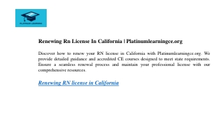 Renewing Rn License In California  Platinumlearningce.org