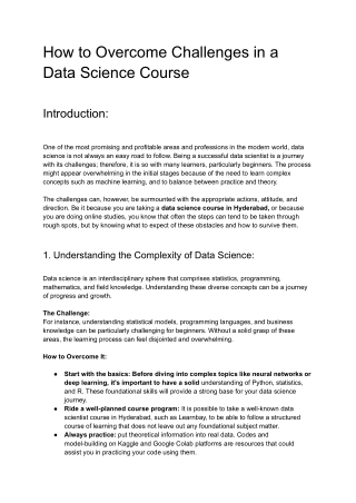 How to Overcome Challenges in a Data Science Course