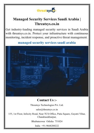 Managed Security Services Saudi Arabia   Threatsys.co.in