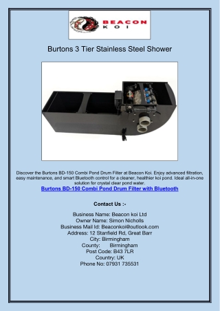 Burtons 3 Tier Stainless Steel Shower.