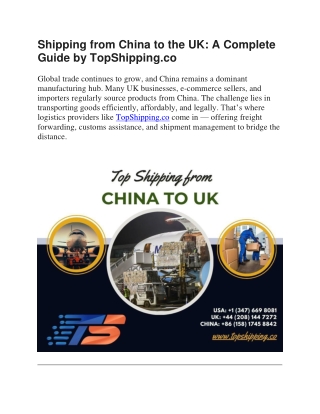 Shipping from China to The UK: A Complete Guide by TopShipping.co
