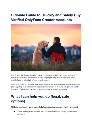 Ultimate Guide to Quickly and Safely Buy Verified OnlyFans Creator Accounts