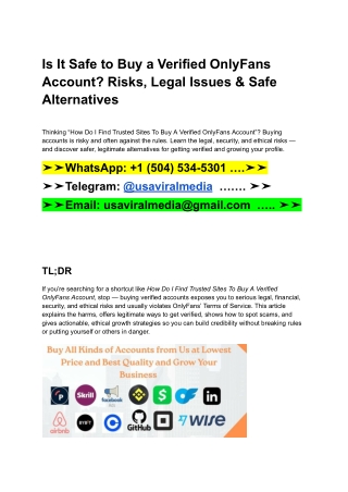 Is It Safe to Buy a Verified OnlyFans Account_ Risks, Legal Issues & Safe Alternatives