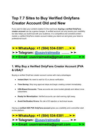 Top 7.7 Sites to Buy Verified Onlyfans Creator Account Old and New