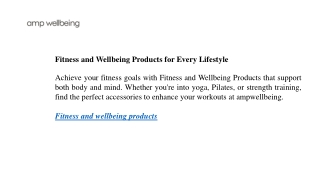Fitness and Wellbeing Products for Every Lifestyle