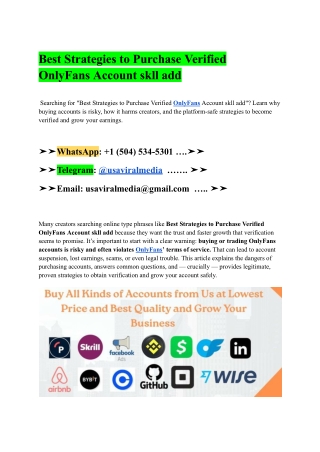 Best Strategies to Purchase Verified OnlyFans Account skll add